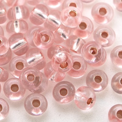 Preciosa Czech glass seed bead 5/0 Ice Pink coated, silver lined