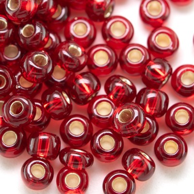 Preciosa Czech glass seed bead 5/0 Medium Red, silver lined