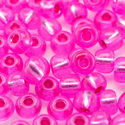 Preciosa Czech glass seed bead 5/0 Neon Pink coated, silver lined