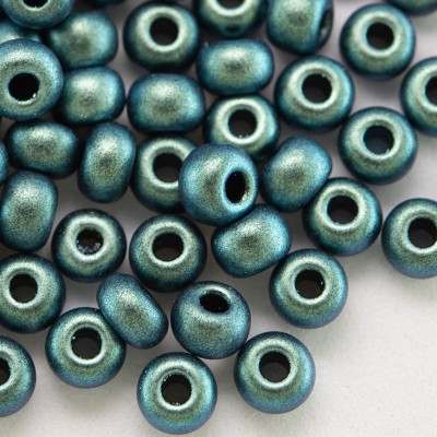 Preciosa Czech glass seed bead 5/0 Teal-green iridescent metallic coated