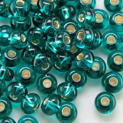 Preciosa Czech glass seed bead 5/0 Teal silver Lined