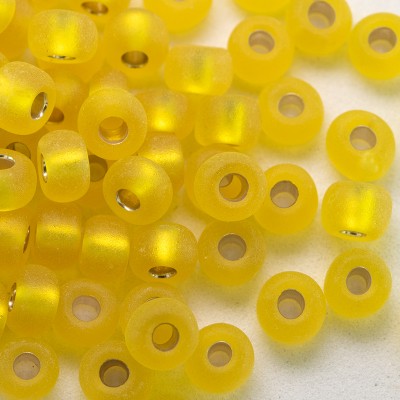 Preciosa Czech glass seed bead 5/0 Yellow glass, matt silver lined