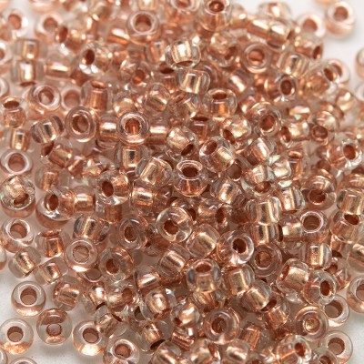 Preciosa Czech glass seed bead 9/0 Clear Glass, Copper Lined