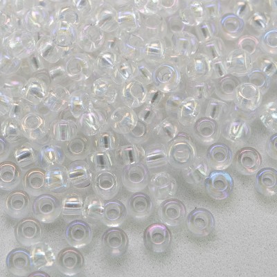 Preciosa Czech glass seed bead 9/0 Clear Iris Rainbow coated