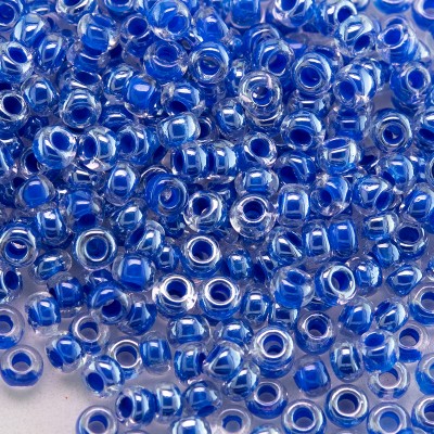 Preciosa Czech glass seed bead 9/0 Crystal with Blue Lining