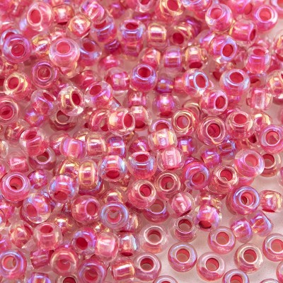 Preciosa Czech glass seed bead 9/0 Crystal with Red Lining & Rainbow