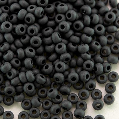 Preciosa Czech glass seed bead 9/0 Jet Black Matt glass.