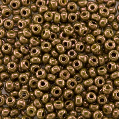Preciosa Czech glass seed bead 9/0 Olivine/Bronze Colour Lustered
