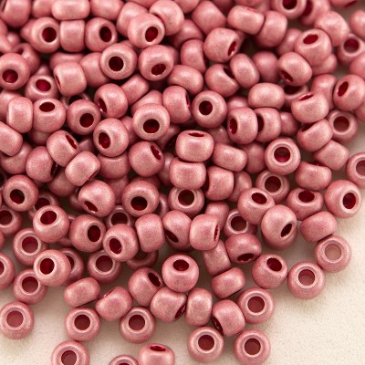 Preciosa Czech glass seed bead 9/0 Rose Matt Metallic coated.