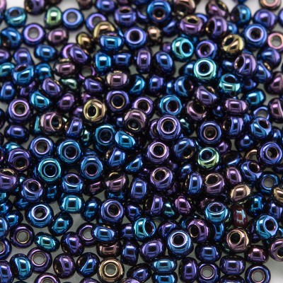 Preciosa Czech glass seed bead 9/0 Blue Iris Metallic coated