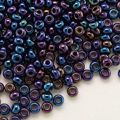 Preciosa Czech glass seed bead 9/0 Blue Iris Metallic coated