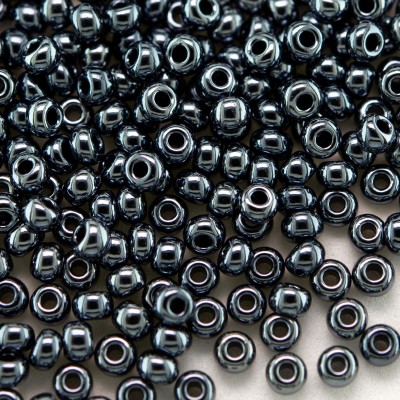 Preciosa Czech glass seed bead 9/0 Hematite Metallic coated