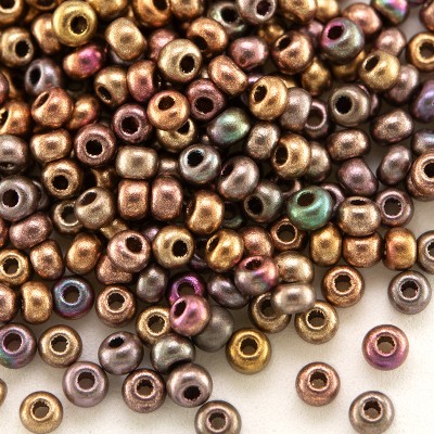 Preciosa Czech glass seed bead 9/0 Mixed Copper Metallic coated