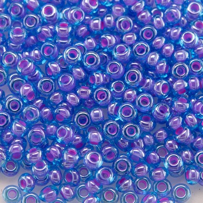 Preciosa Czech glass seed bead 9/0 Pale Blue Glass Purple lined