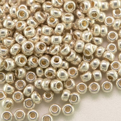 Preciosa Czech glass seed bead 9/0 Silver Metallic coated