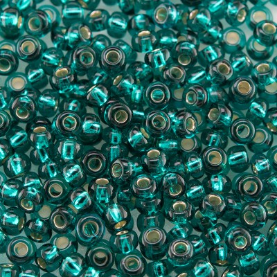 Preciosa Czech glass seed bead 9/0 Teal glass silver lined