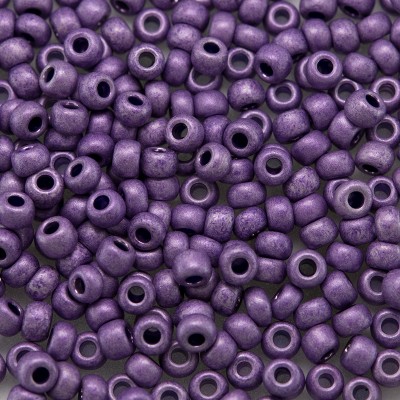 Preciosa Czech glass seed bead 9/0 Violet Matt Metallic coated, 2.5mm
