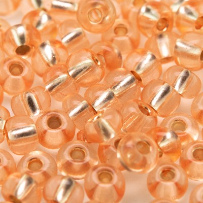 Preciosa Czech glass seed bead, size 5/0 Peach silver Lined