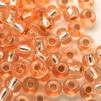 Preciosa Czech glass seed bead, size 5/0 Peach silver Lined
