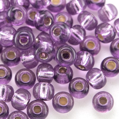 Preciosa Czech glass seed bead, size 5/0 Wine berry silver Lined