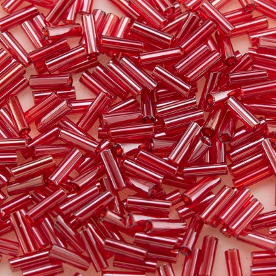 Preciosa Czech glass, size 4x1.3mm Red Lustre, mini bugle bead