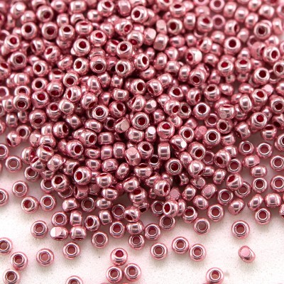 Preciosa Czech glass Terra CHARLOTTE seed bead, size 13/0 Pink Metallic