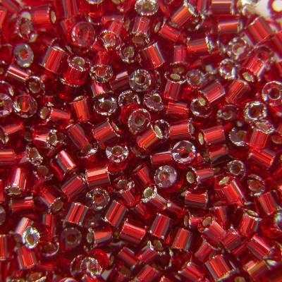 Preciosa Czech glass unica bead/seed bead 1.6mm Medium Red silver lined precision cut tubes