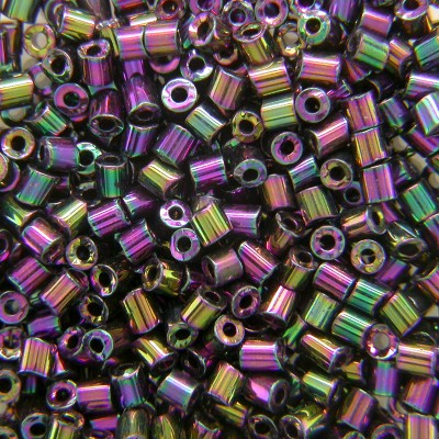 Preciosa Czech glass unica bead/seed bead 1.6mm Purple Iris coated precision cut tubes