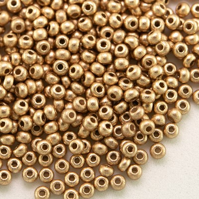 Preciosa Czech glass seed bead 11/0 Brushed Gold Metallic coated