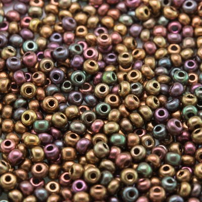 Preciosa Czech glass seed bead 11/0 Mixed Copper Metallic coated