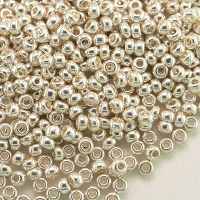 Preciosa Czech glass seed bead Size 11/0 Silver Metallic Terra coated