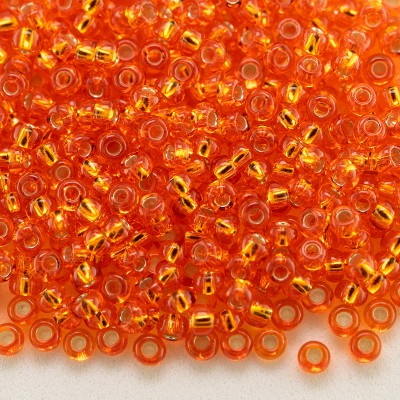 Preciosa Grams Czech glass seed bead 11/0 Orange silver lined