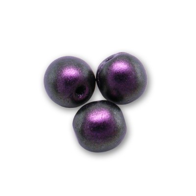 Purple Grape Iridescent Metallic coated 6mm round Czech glass druk beads - Retail system