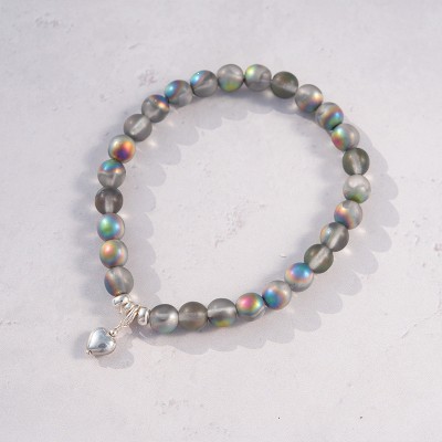 Rainbow Czech Glass Heart - Love Bracelet