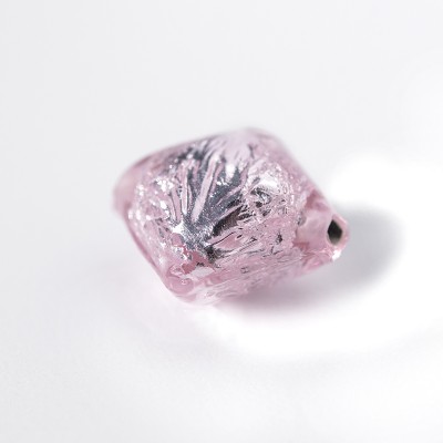 Rosaline 12x12mm Diamond Cushion Silver Foil Czech glass Lampwork bead