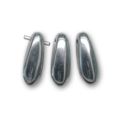 Silver chrome full coated metallic 3x11mm dagger bead