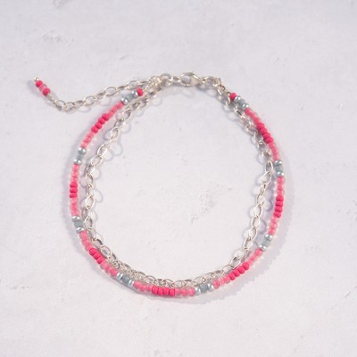 Silver Pink Czech Glass - Essence Bracelet