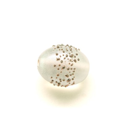 Star White Iridescent 14x10mm Olive, Bronze Crush Czech Glass Lampwork Bead