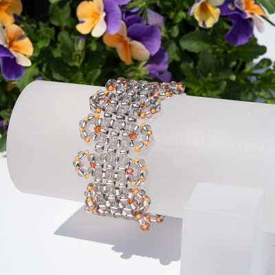 Steely Spirit Sunset Preciosa Seed Bead and Swarovski® Bicone Colorway