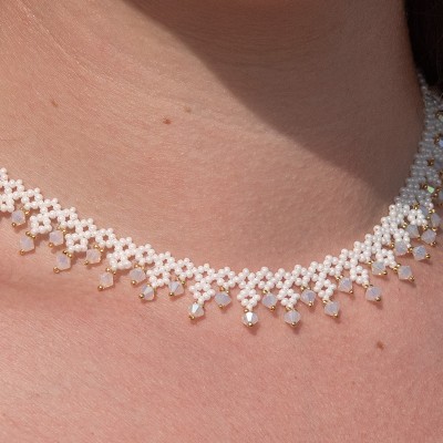 Sun Studio - Lacey Necklace  White Opal Radiance Bead Kit (.925 Gold Finish)