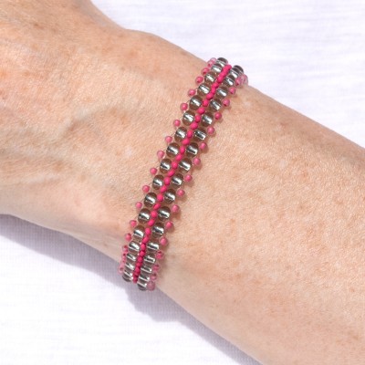 Sun Studio &ndash; Silver Pink Contour &ndash; Stretchy Bracelet Bead Kit