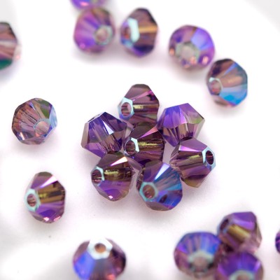 Swarovski 5328 Xilion Bead 3mm Amethyst (204) Shimmer2 Bicone.