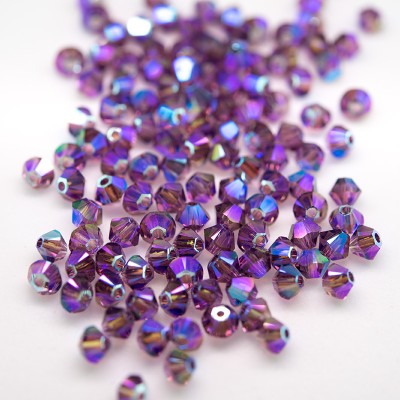 Swarovski 5328 Xilion Bead 3mm Amethyst (204) Shimmer2 Bicone.