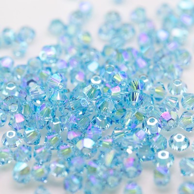 Swarovski 5328 Xilion Bead 3mm Aquamarine (202) Shimmer2 Bicone.