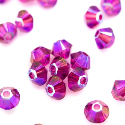 Swarovski 5328 Xilion Bead 3mm Fuchsia (502) Shimmer2 Bicone.