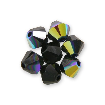 Swarovski 5328 Xilion Bead 3mm Jet AB Bicone