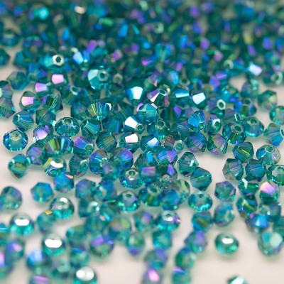 Swarovski 5328 Xilion Bead 4mm Blue Zircon (229) Shimmer2 Bicone.