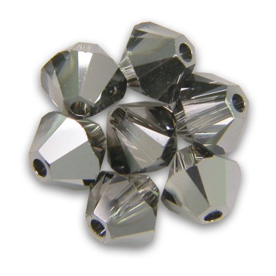 Swarovski 5328 Xilion Bead 4mm Crystal Silver Night Bicone
