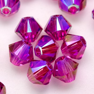 Swarovski 5328 Xilion Bead 4mm Fuchsia (502) Shimmer2 Bicone.