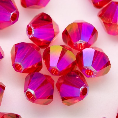 Swarovski 5328 Xilion Bead 4mm Light Siam (227) Shimmer2 Bicone.